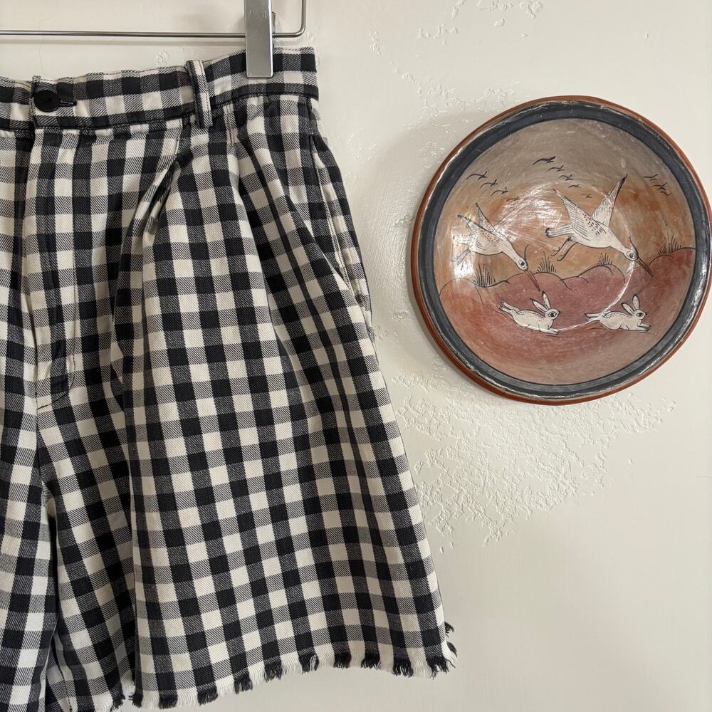 80's Vintage Rafaella High Waisted B&W Plaid Cutoff Shorts